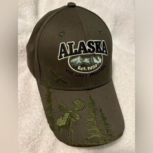 Alaska Shirt Company embroidered olive green ball cap with adjustable strap,